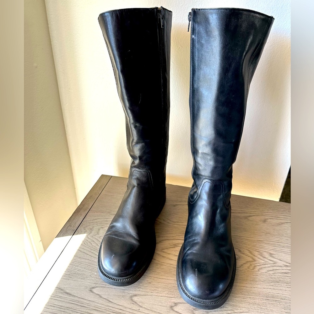 J Crew Black Leather Riding Boots.
